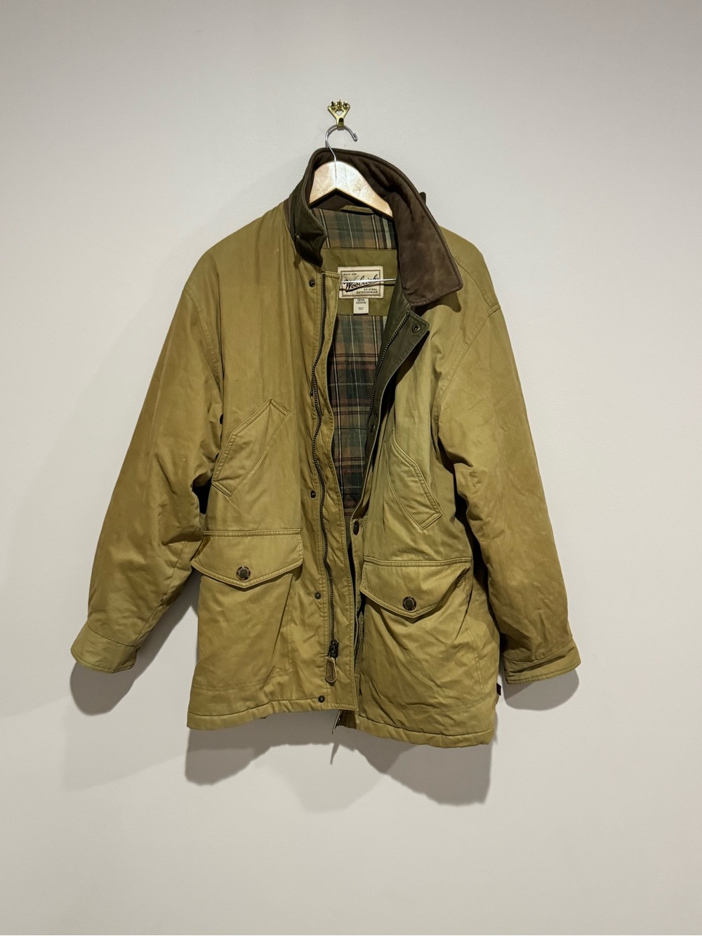 Woolrich Jacket Mens Beige Field Barn Chore Coat Corduroy Collar Lined med
Look